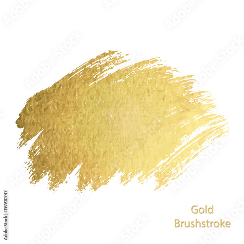 Vector gold paint smear stroke stain set. Abstract gold glitteri