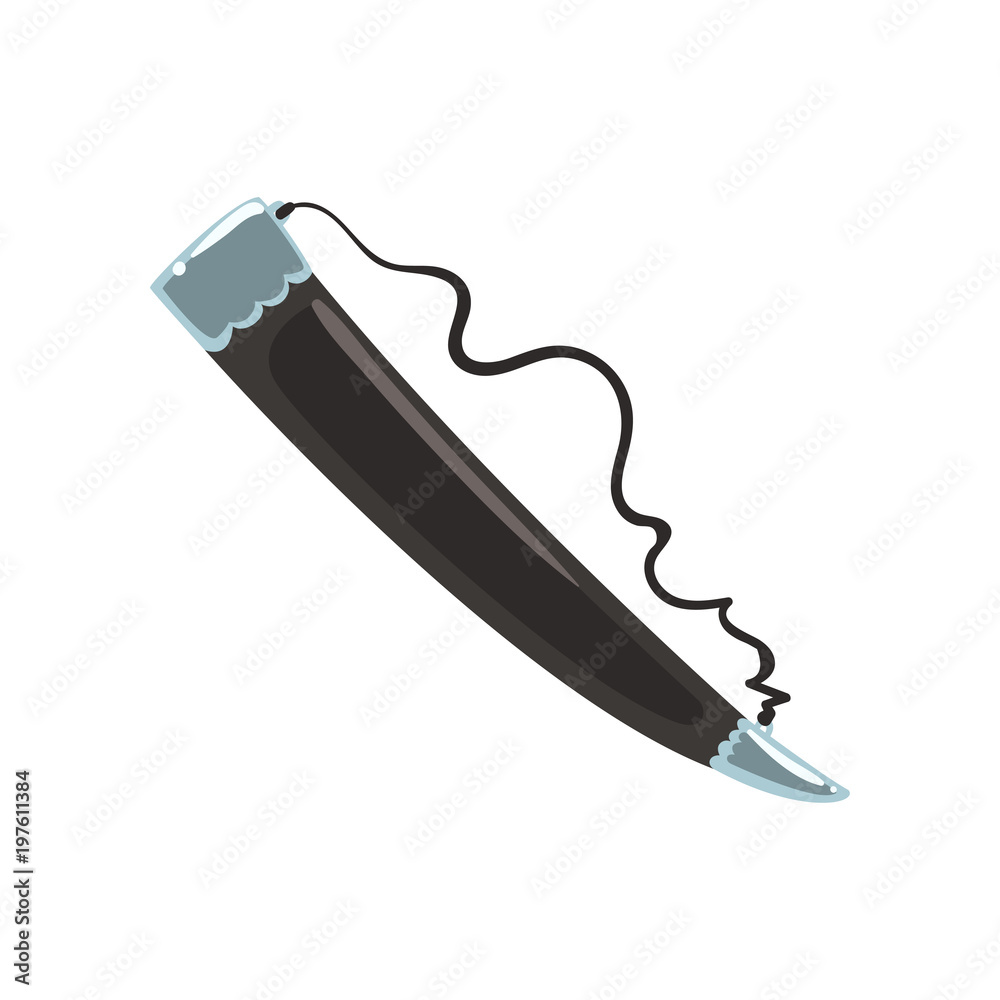 Cartoon illustration of metallic drinking horn for wine. Traditional Georgian vessel for alcoholic beverage. Travel to Georgia. Flat vector icon Cartoon illustration of metallic drinking horn for wine. Traditional Georgian vessel for alcoholic beverage. Travel to Georgia. Flat vector icon