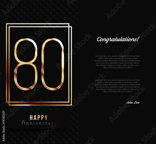 80th anniversary decorated invitation card template.