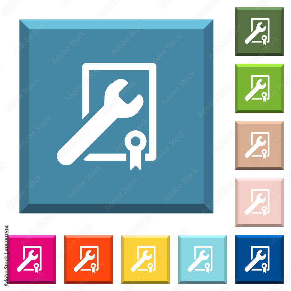 Award winning services white icons on edged square buttons