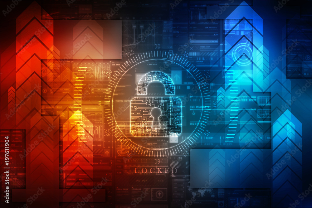 Obraz premium 2d illustration Safety concept: Closed Padlock on digital background