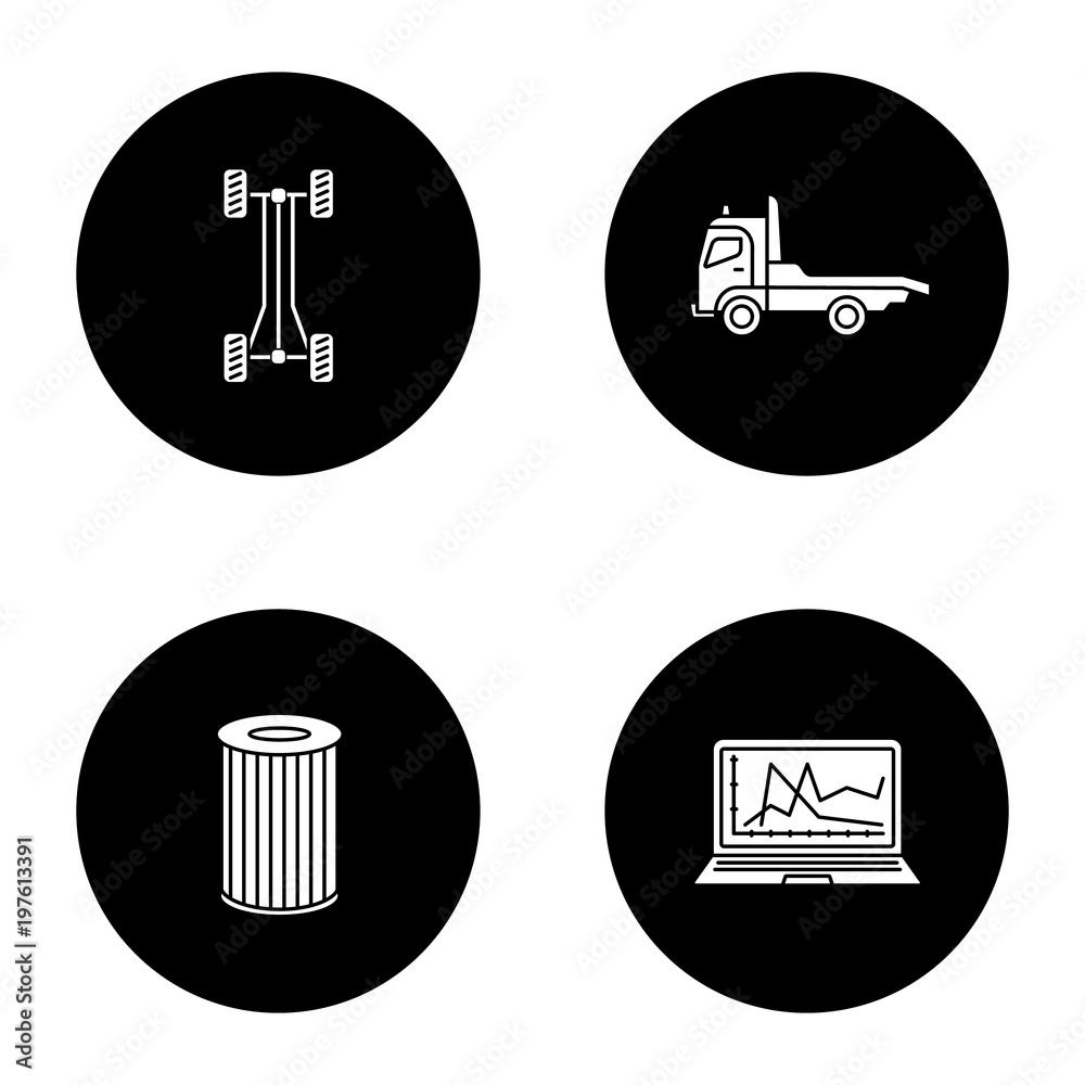 Auto workshop glyph icons set Auto workshop glyph icons set