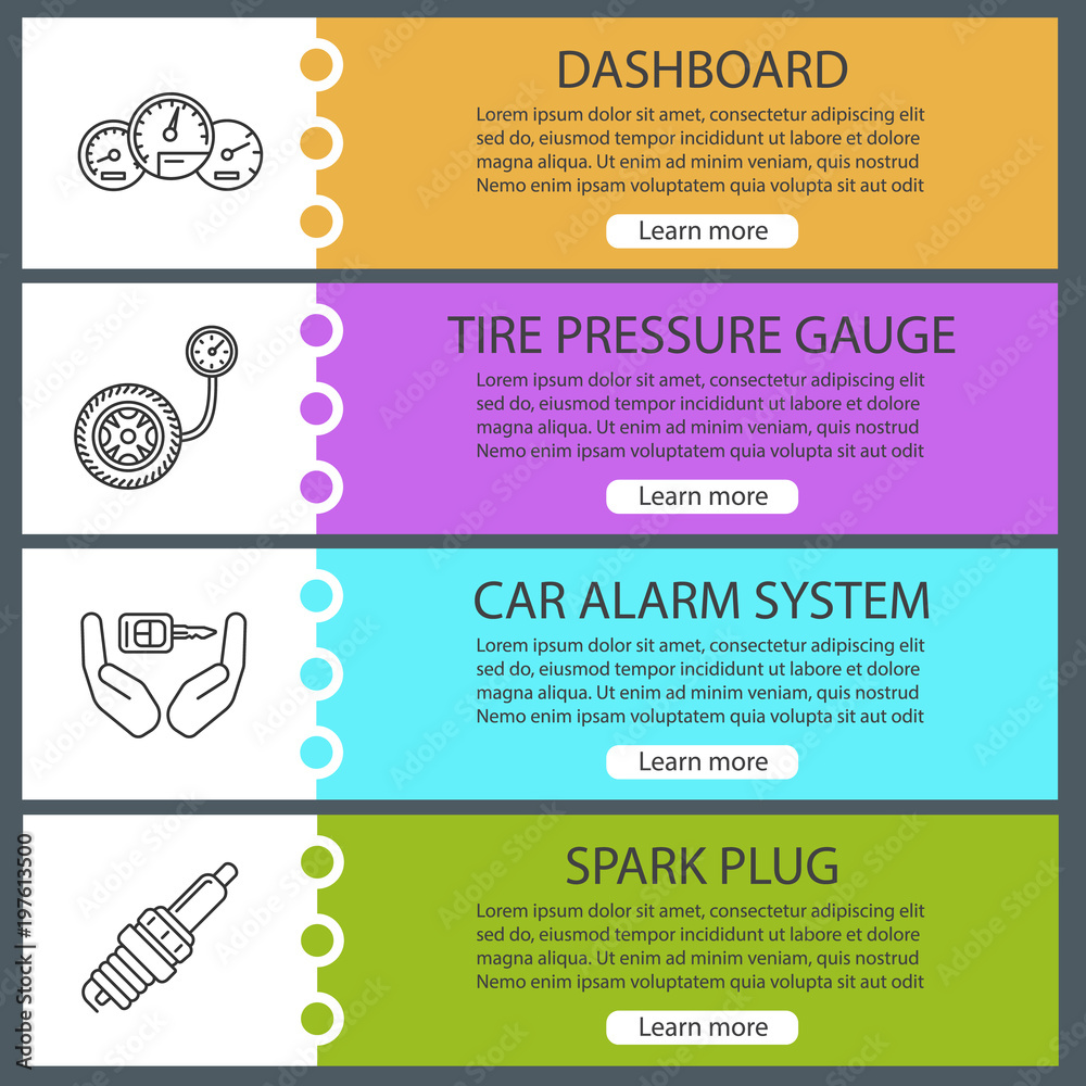 Fototapeta premium Auto workshop web banner templates set
