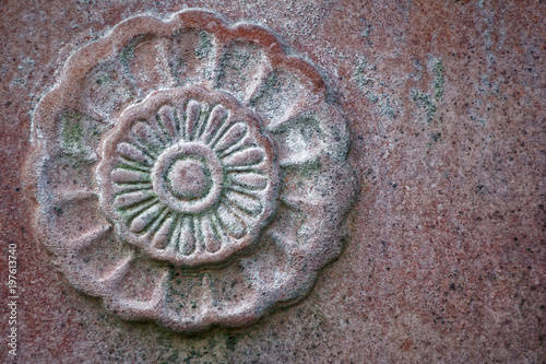 Ornate stone texture, circle rock shape, background for web site or mobile devices