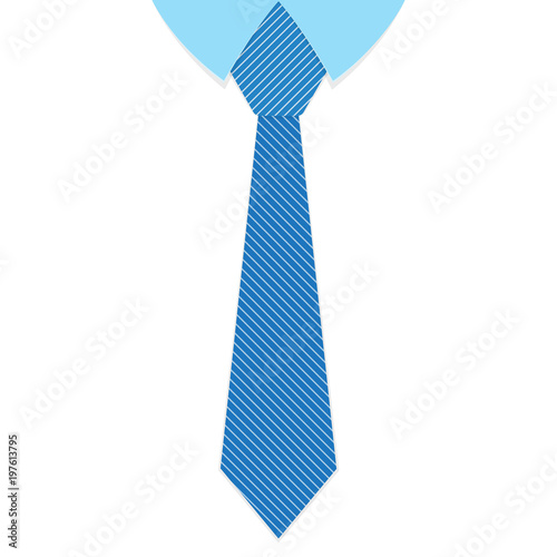 A striped blue tie. Vector illustration.