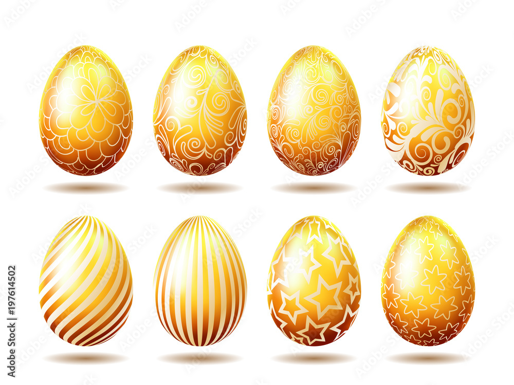 Set of Easter golden eggs Set of Easter golden eggs