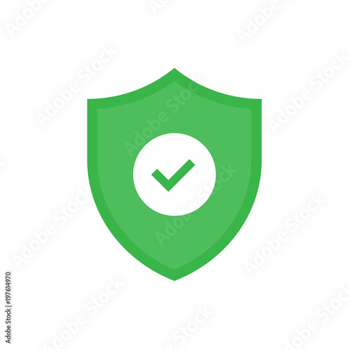 Shield and check mark. Modern flat vector illustration.
