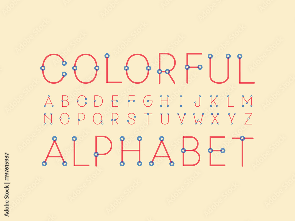 Colorful regular font. Vector alphabet 