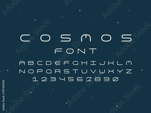 Cosmos regular font. Vector alphabet 