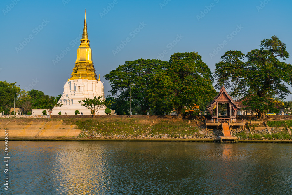Chedi Sri Suriyothai at Wat Suan Luang Sobsawan on the east bank of Chao Phraya River in Ayutthaya, Thailand