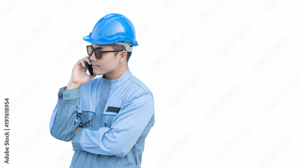 Portrait of an handsome engineer on white background. Portrait of an handsome engineer on white background.