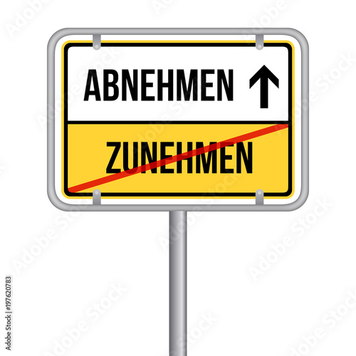 Abnehmen statt Zunehmen Schild -  Isoliert Vektor Eps10.