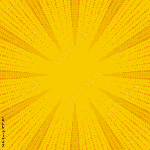 Желтый и оранжевый ретро комический фон. Векторные иллюстрации в стиле поп-арт.