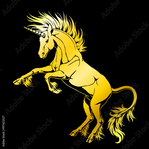 State unicorn gold silhouette