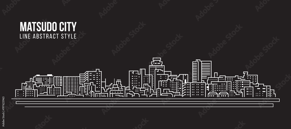 Cityscape Building Line art Vector Illustration design - Matsudo city