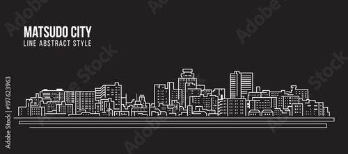 Cityscape Building Line art Vector Illustration design - Matsudo city