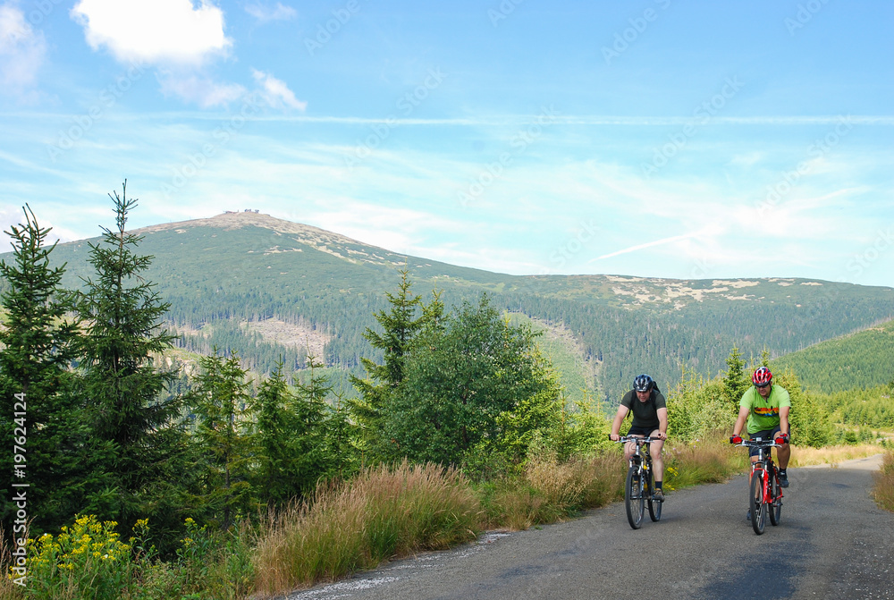 Cycling in the Giant Mountains, Krkonoski National Park, Czech Republic