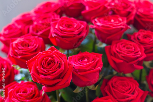 Red roses bouquets for bride