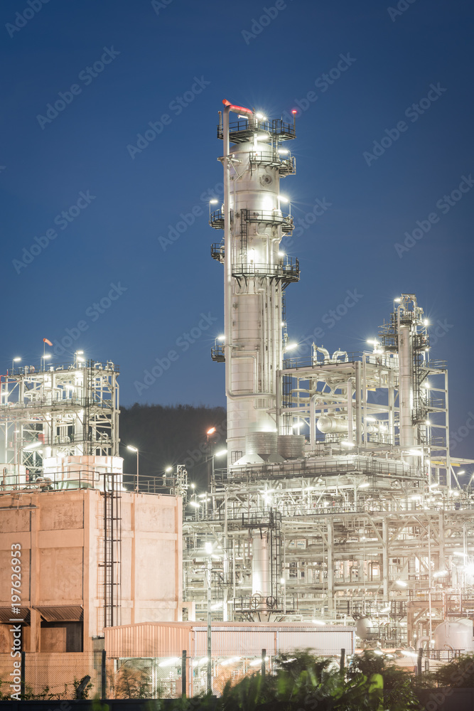 Oil Industry Refinery factory at twilight