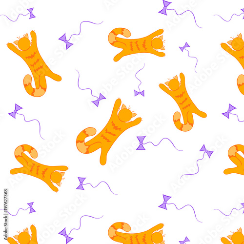 Cats. Pattern with red cats.