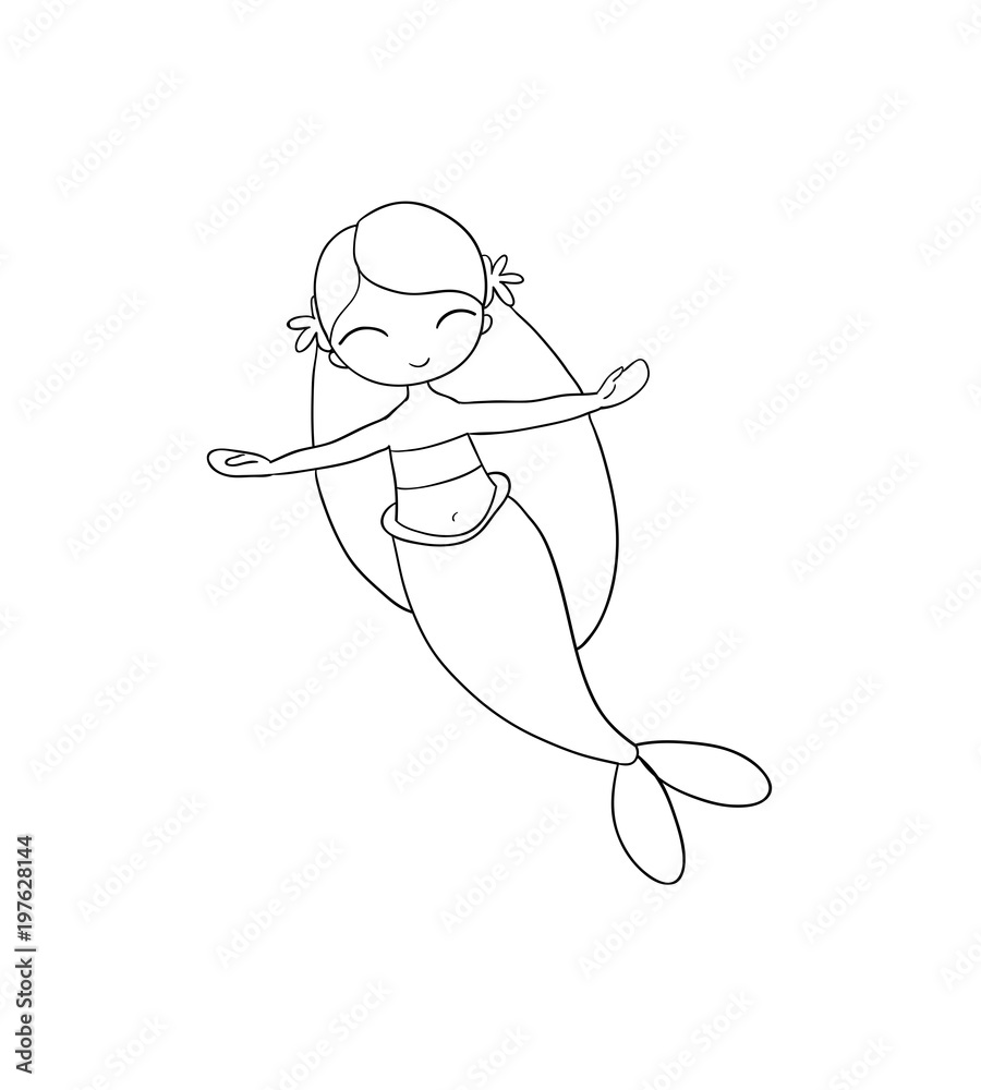 Fototapeta premium Beautiful little mermaid. Siren. Sea theme.