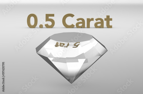3D render illustration of half carat diamond