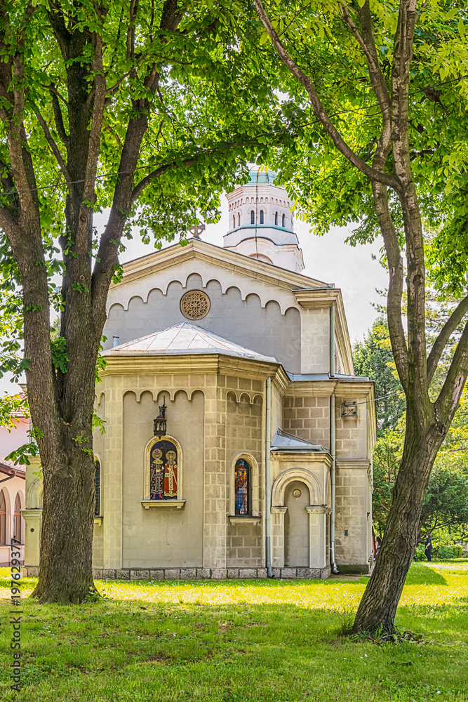 Naklejka premium Belgrade, Serbia May 12, 2017: The Temple of the Holy Emperor Constantine and Empress Jelena (or the Vozdovacka Church), Belgrade.