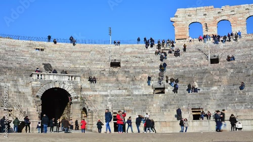 Time Lapse: The interior of the ancient Roman amphitheater in Verona called 