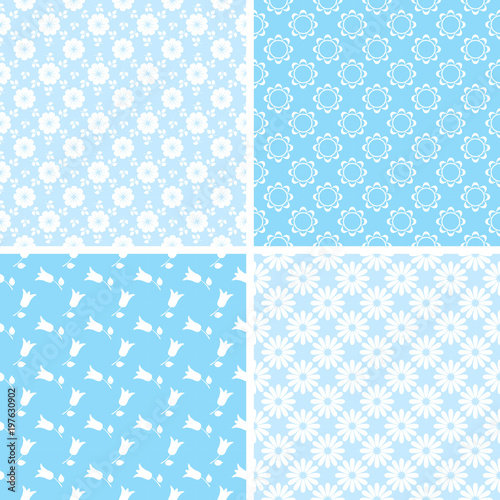 Vector set of seamless floral patterns