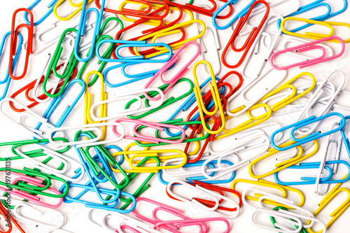 Colorful paper clip on white background. Paper Clip Multi Colore
