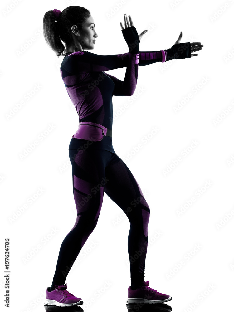 one young caucasian woman runner running jogger jogging isolated silhouette shadow on white background one young caucasian woman runner running jogger jogging isolated silhouette shadow on white background