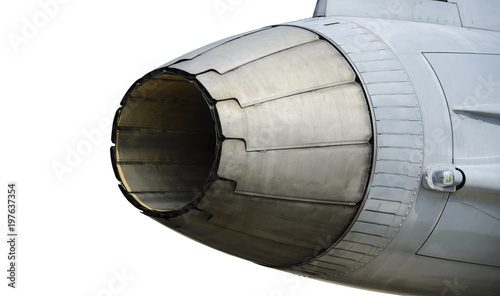 Fotografía Exhaust of military aircraft.
Isolated on white background.