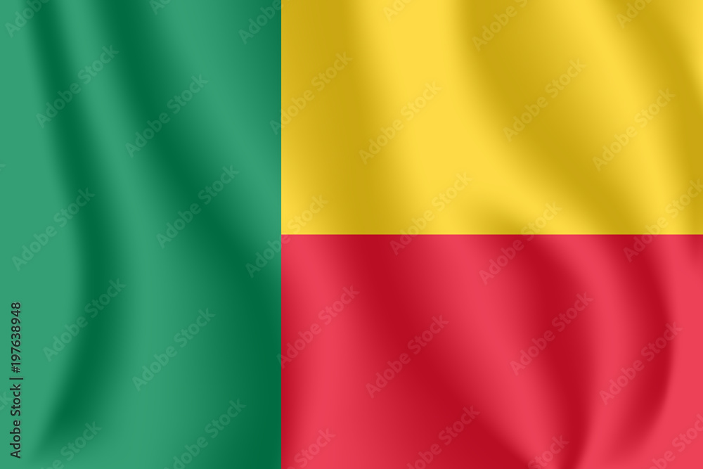 Flag of Benin. Realistic waving flag of Republic of Benin. Fabric textured flowing flag of Republic of Dahomey. Flag of Benin. Realistic waving flag of Republic of Benin. Fabric textured flowing flag of Republic of Dahomey.