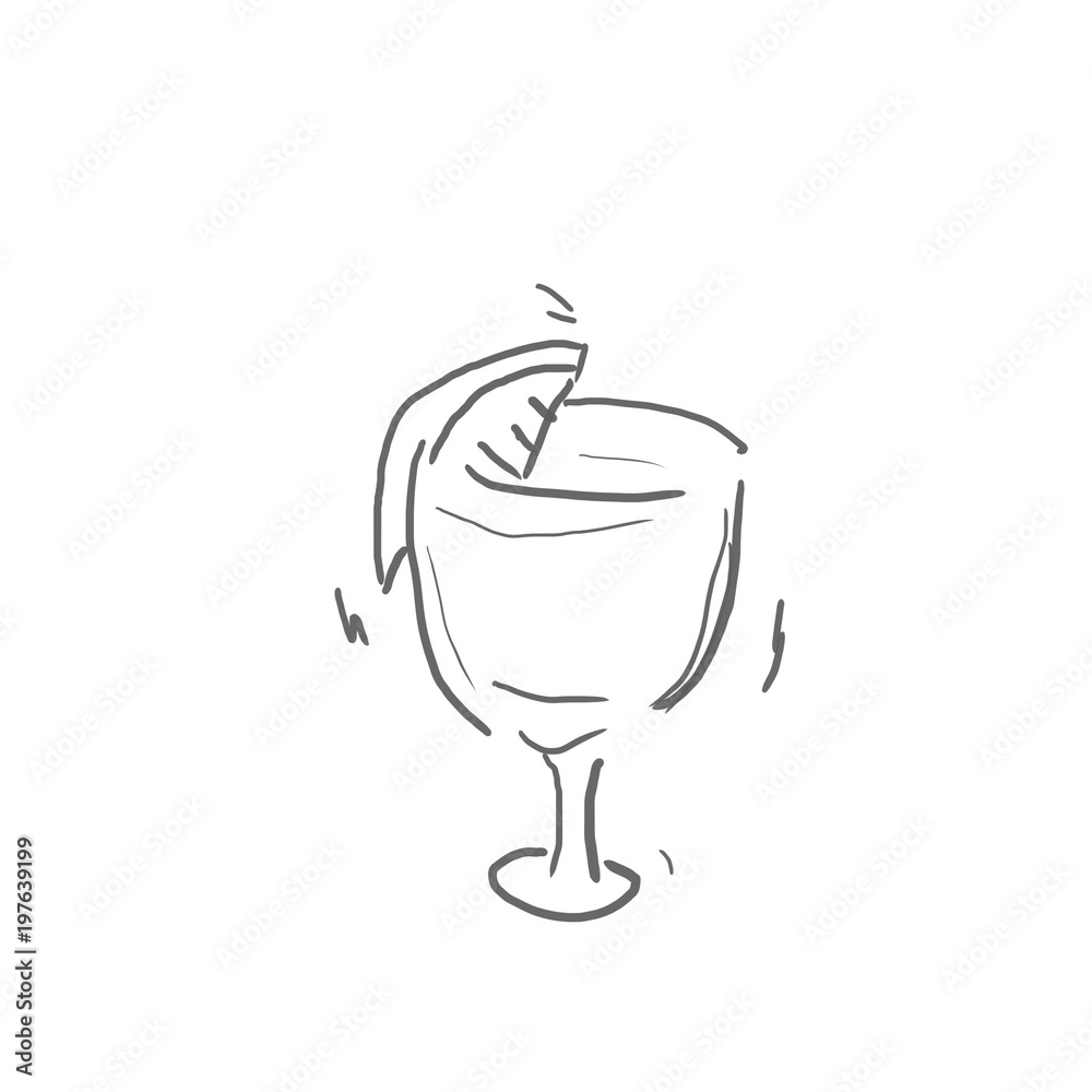 カクテルフルーツ添え 飲み物 ジュース お酒などの線画 下絵 ラフ 塗り絵ゆるいイラスト Stock イラスト Adobe Stock