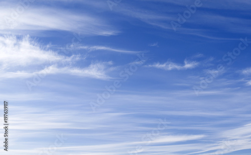 Sticker Skyscape: Autumnal cloudscape with mares’ tails clouds against the blue sky over