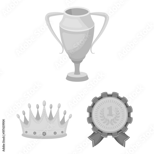 Awards and trophies monochrome icons in set collection for design.Reward and achievement vector symbol stock web illustration.