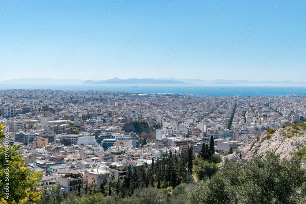 Aerial beautiful cityscape view of Athens. Greece.