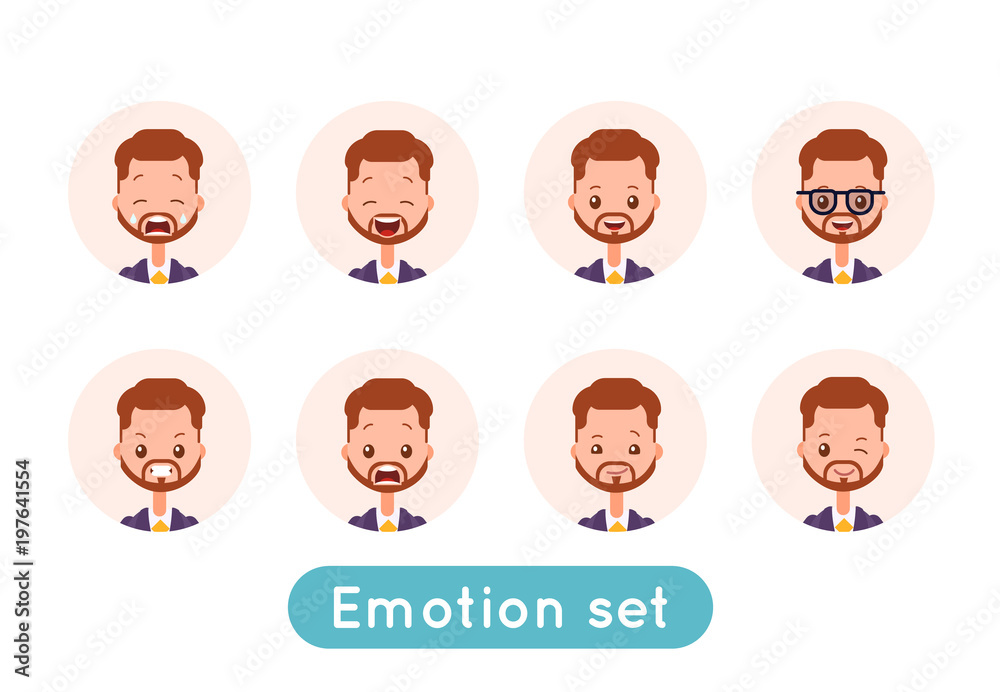 Avatar emotion set. Businessman Avatar emotion set. Businessman