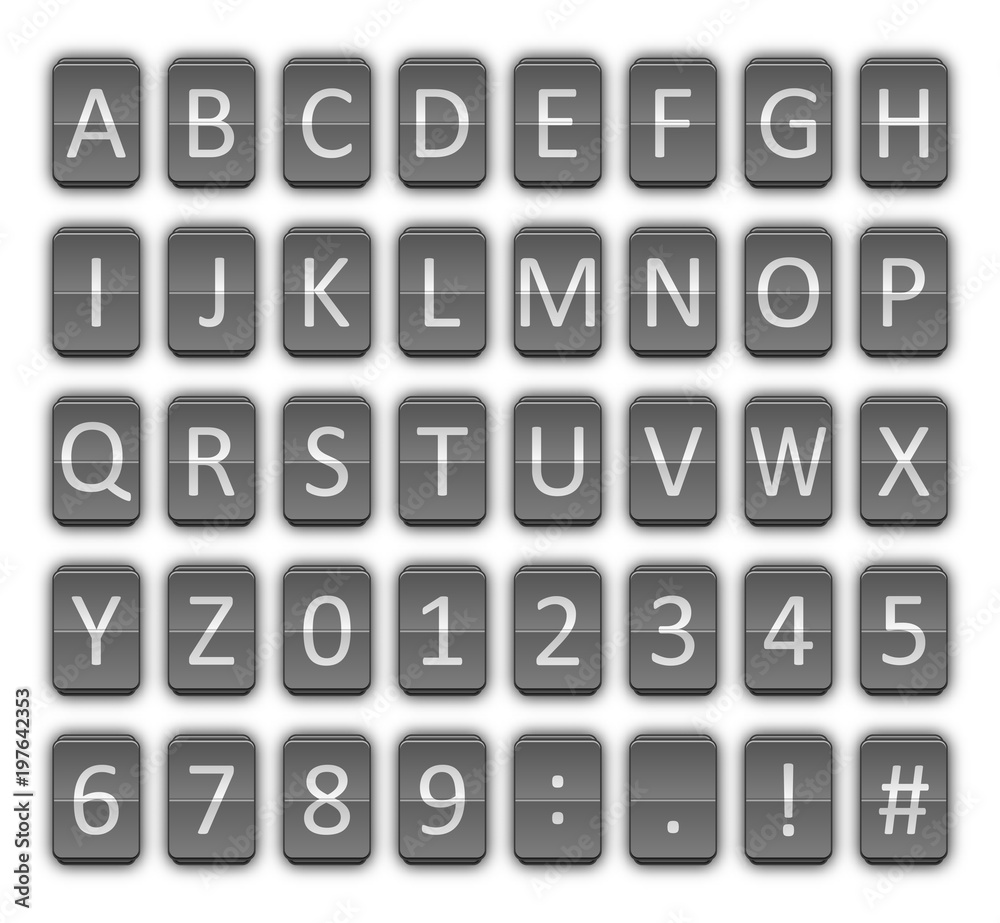 Alphabet and number in flip panel style for vector idea graphic design Alphabet and number in flip panel style for vector idea graphic design