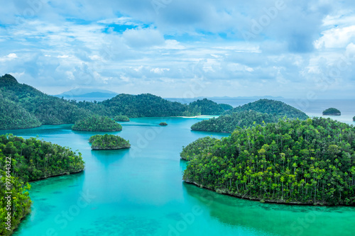 Small Tropical Islands with Forest and Cloudy Sky