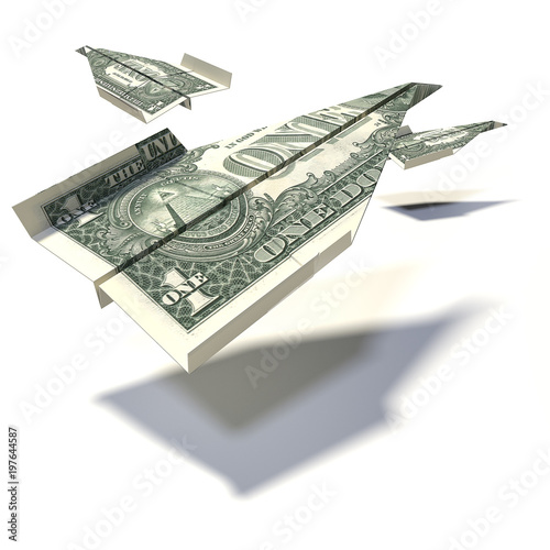 Papierflieger aus einem 1 Dollar Schein