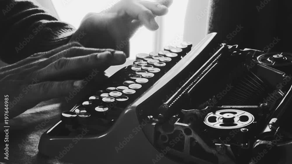 black and white Creative typewriter shots in many different style, colors, mood, B&W. Beautiful close-ups, beautiful retro style shots