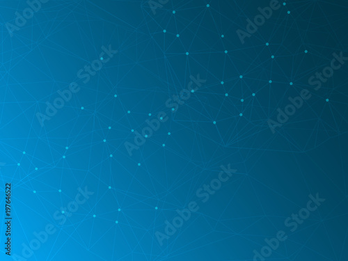 Abstract technology background with blue polygonal, futuristic network. © Etka