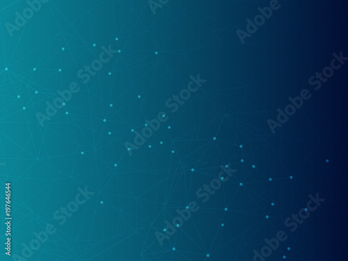 Abstract technology background with blue polygonal, futuristic network.