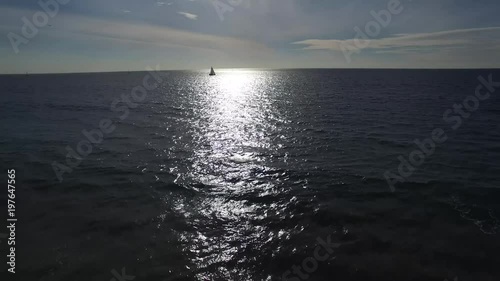 Sailboat Sunset Pacific Ocean Drone photo