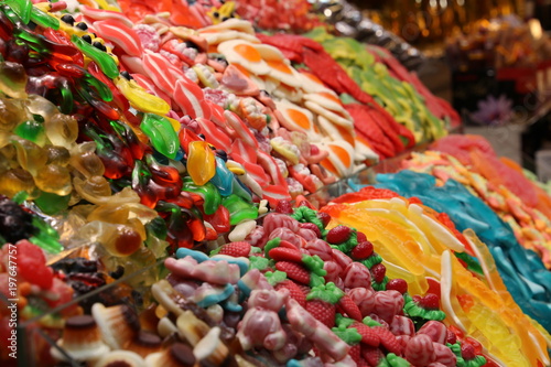 Assorted candy in a market, Barcelona, spain.