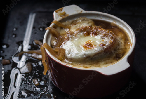 French onion soup straight from the oven