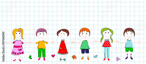 Back to school concept design with cartoon child banner background, Happy children's day.