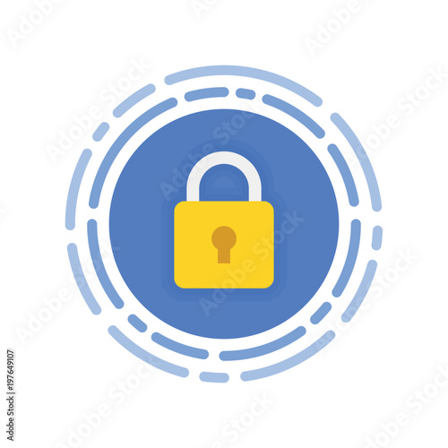 Security icon. Modern flat vector icon, Circle with padlock. photo