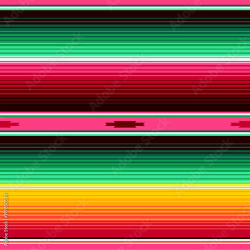 Mexican Blanket Stripes Seamless Vector Pattern. Background for Cinco de Mayo Party Decor or Mexican Food Restaurant Menu.